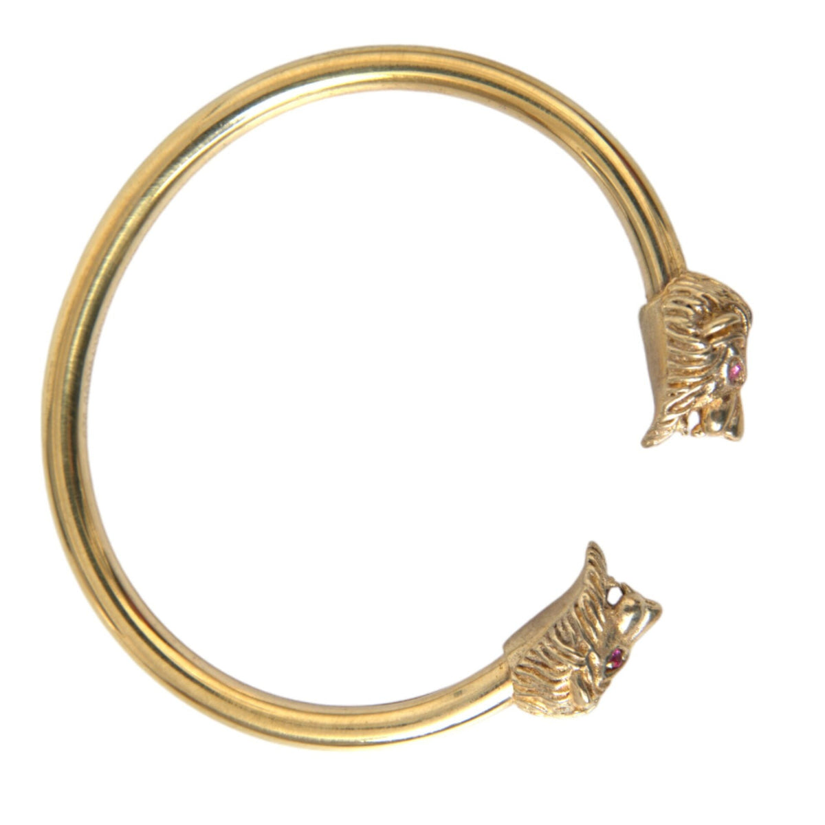 NIALAYA: Lion Bangle Bracelet in Gold and Cubic Zirconia - Royal Strength and Elegance