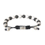NIALAYA: Unisex Black &amp; White "CZ Crystal Ball" Beaded Bracelet - 925 Sterling Silver &amp; Zirconium - Handmade in Hollywood