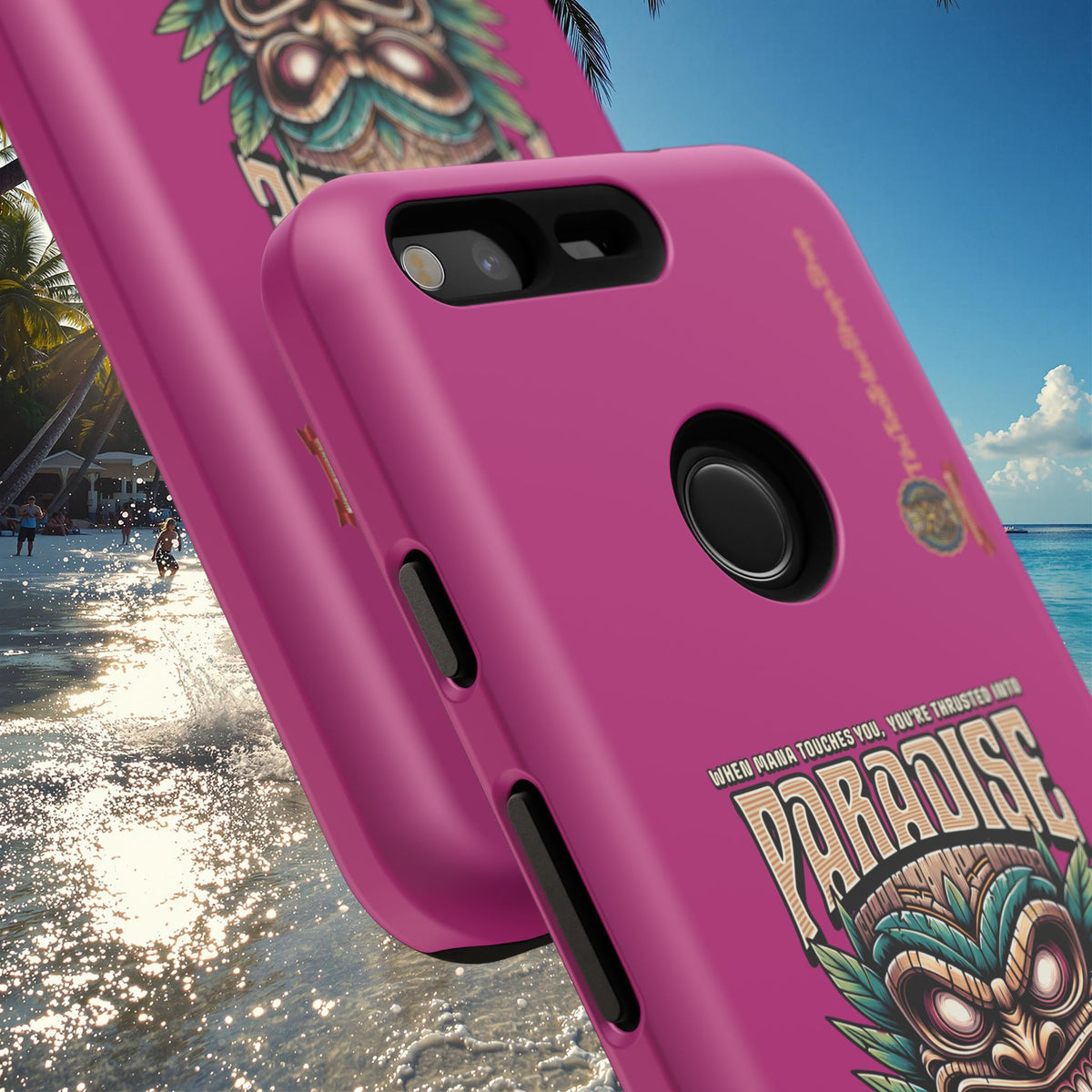 Tahaa – Coque Antichoc Premium « Tiki Féroce » | Design Tribal & Protection Maximale