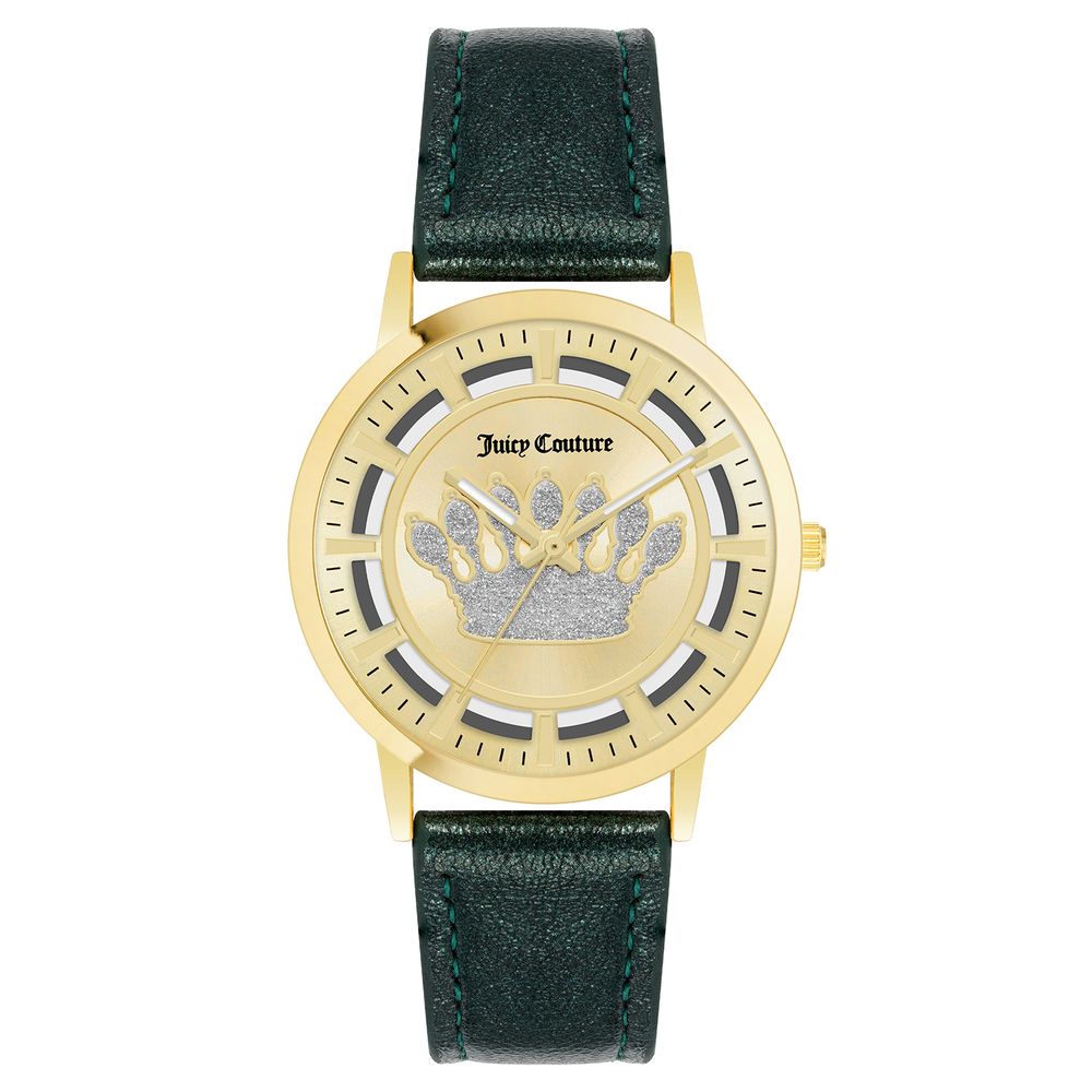 JUICY COUTURE  Montre pour Femme - Dorée avec Bracelet Vert et Couronne Stylisée