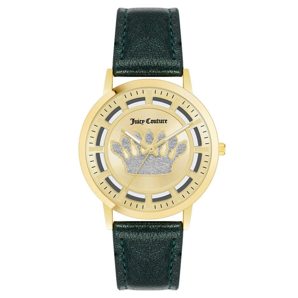 JUICY COUTURE  Montre pour Femme - Dorée avec Bracelet Vert et Couronne Stylisée
