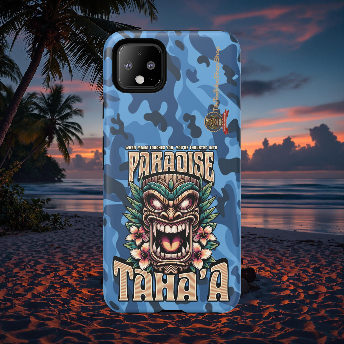 Tahaa – Coque Antichoc Premium « Tiki Féroce » | Design Tribal & Protection Maximale