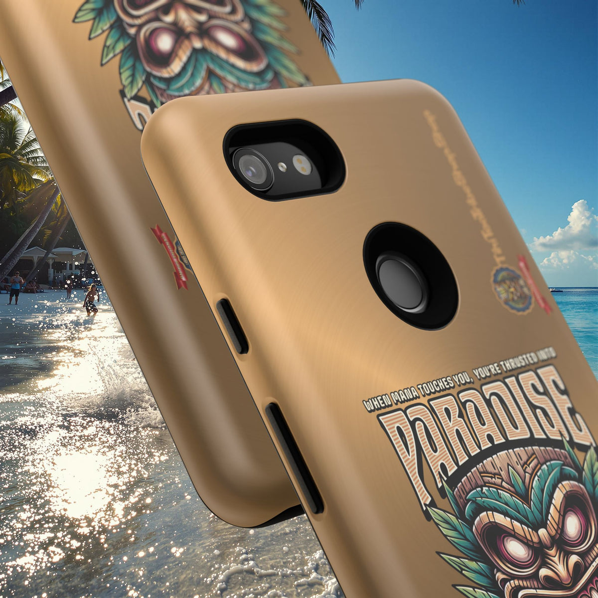 Tahaa – Coque Antichoc Premium « Tiki Féroce » | Design Tribal & Protection Maximale