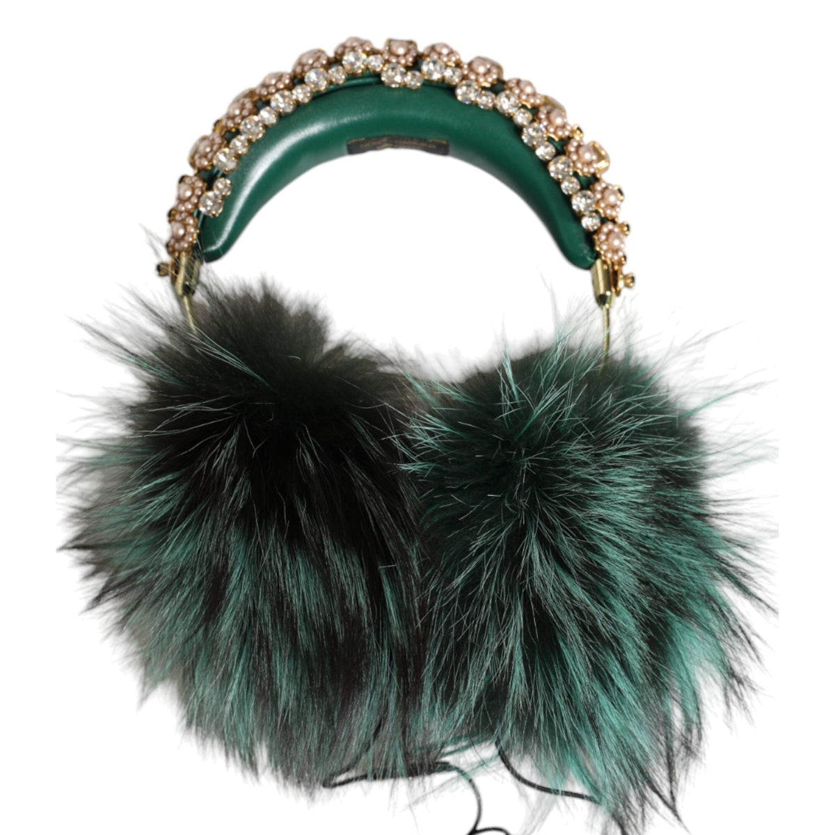DOLCE & GABBANA : Écouteurs D&G Vert Forêt & Cristaux – Son de Luxe
