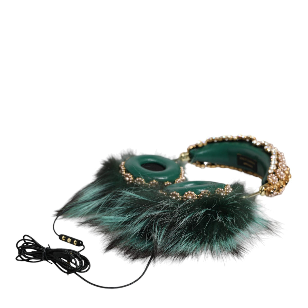 DOLCE & GABBANA : Écouteurs D&G Vert Forêt & Cristaux – Son de Luxe