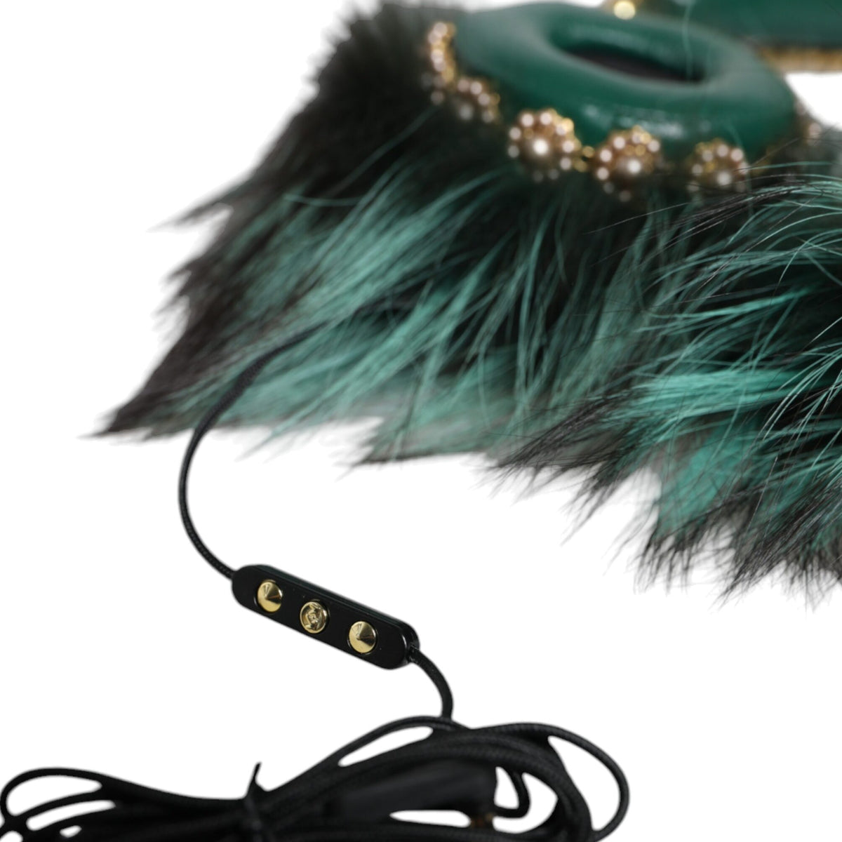 DOLCE & GABBANA : Écouteurs D&G Vert Forêt & Cristaux – Son de Luxe