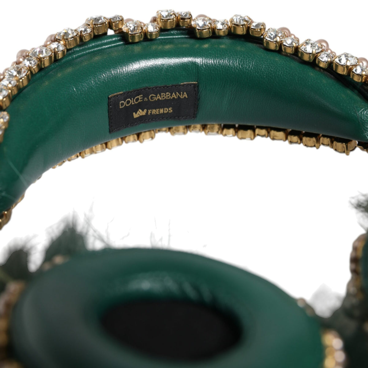 DOLCE & GABBANA : Écouteurs D&G Vert Forêt & Cristaux – Son de Luxe