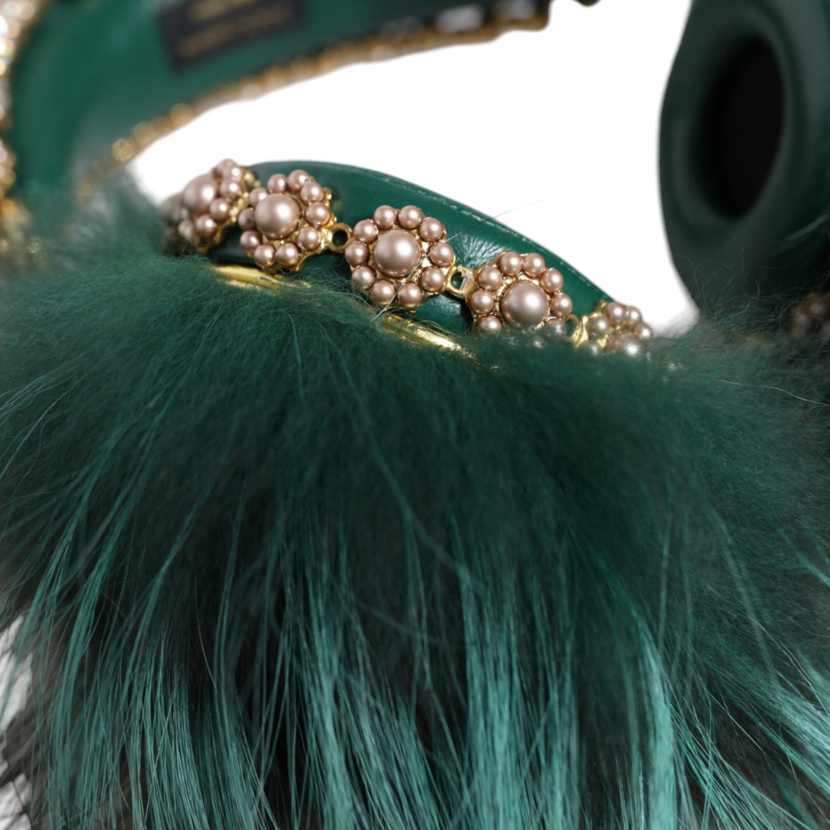 DOLCE & GABBANA : Écouteurs D&G Vert Forêt & Cristaux – Son de Luxe
