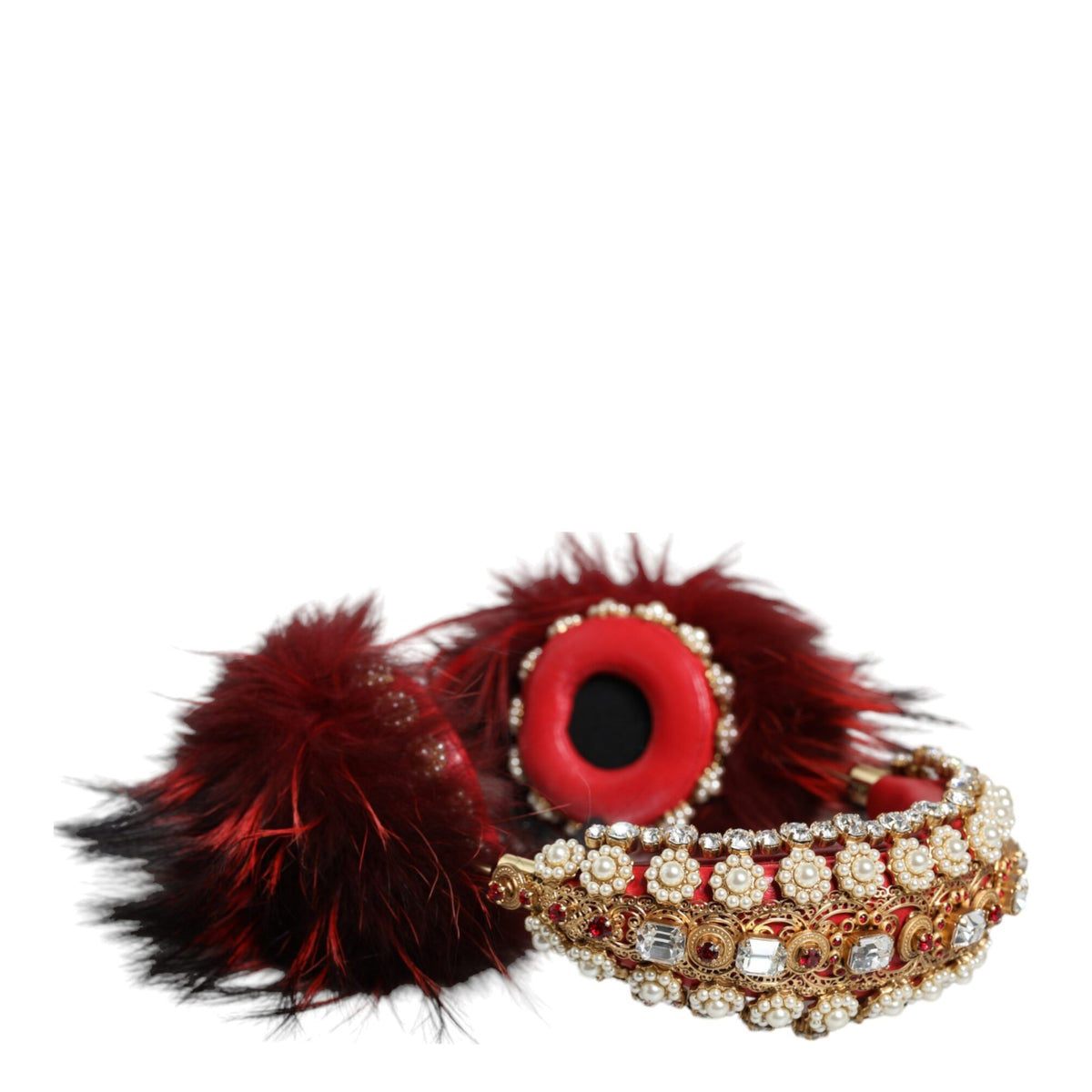 DOLCE & GABBANA : Écouteurs D&G Rouge Rubis & Cristaux – Son de Luxe