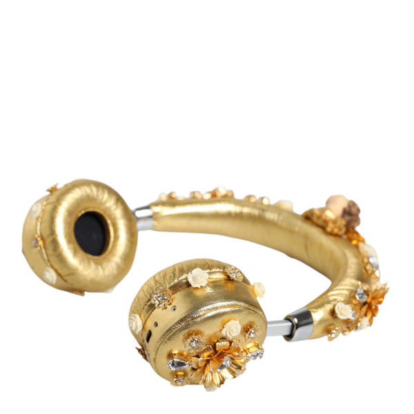 DOLCE &amp; GABBANA: Golden Floral Leather Helmet – Elegance &amp; Divine Sound