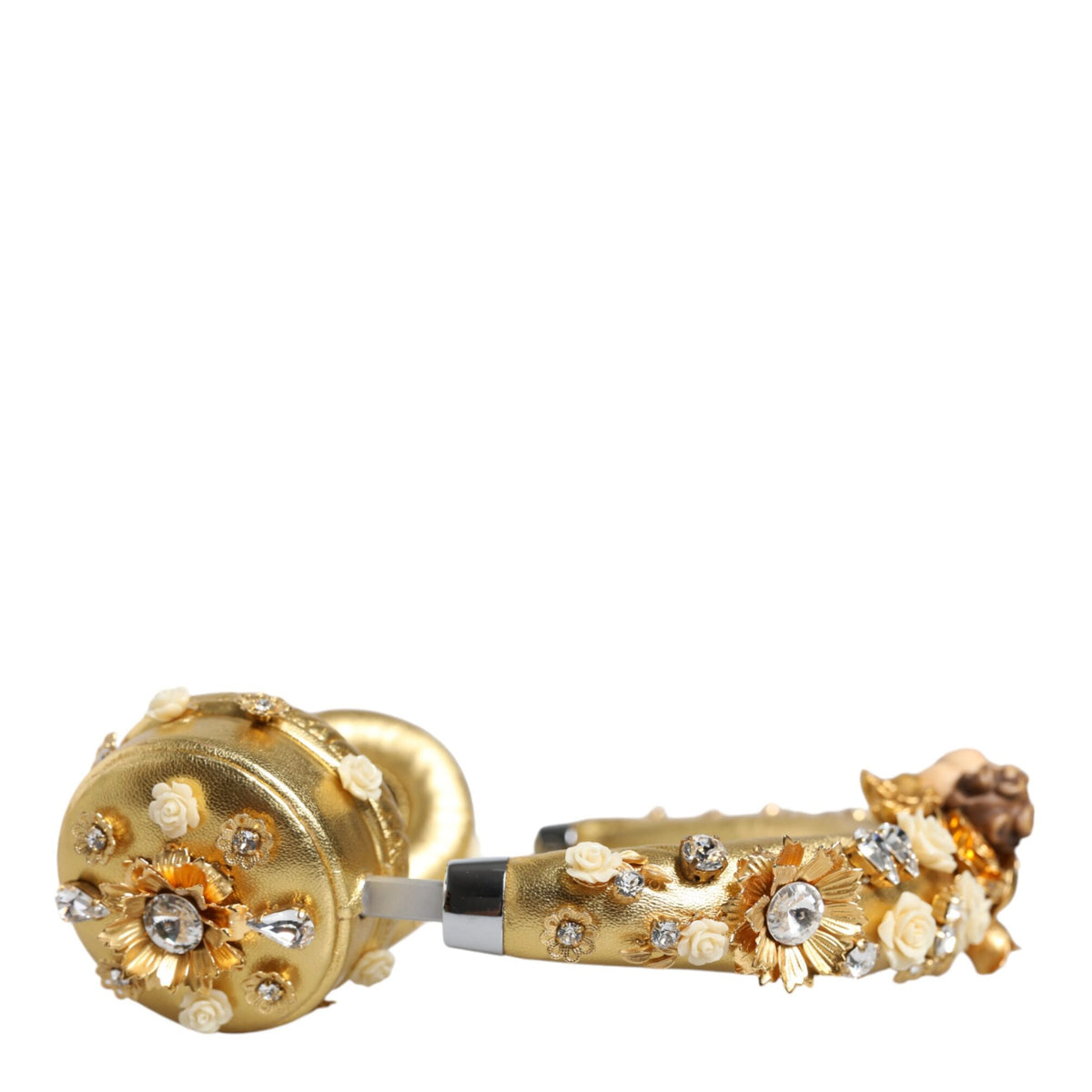 DOLCE &amp; GABBANA: Golden Floral Leather Helmet – Elegance &amp; Divine Sound
