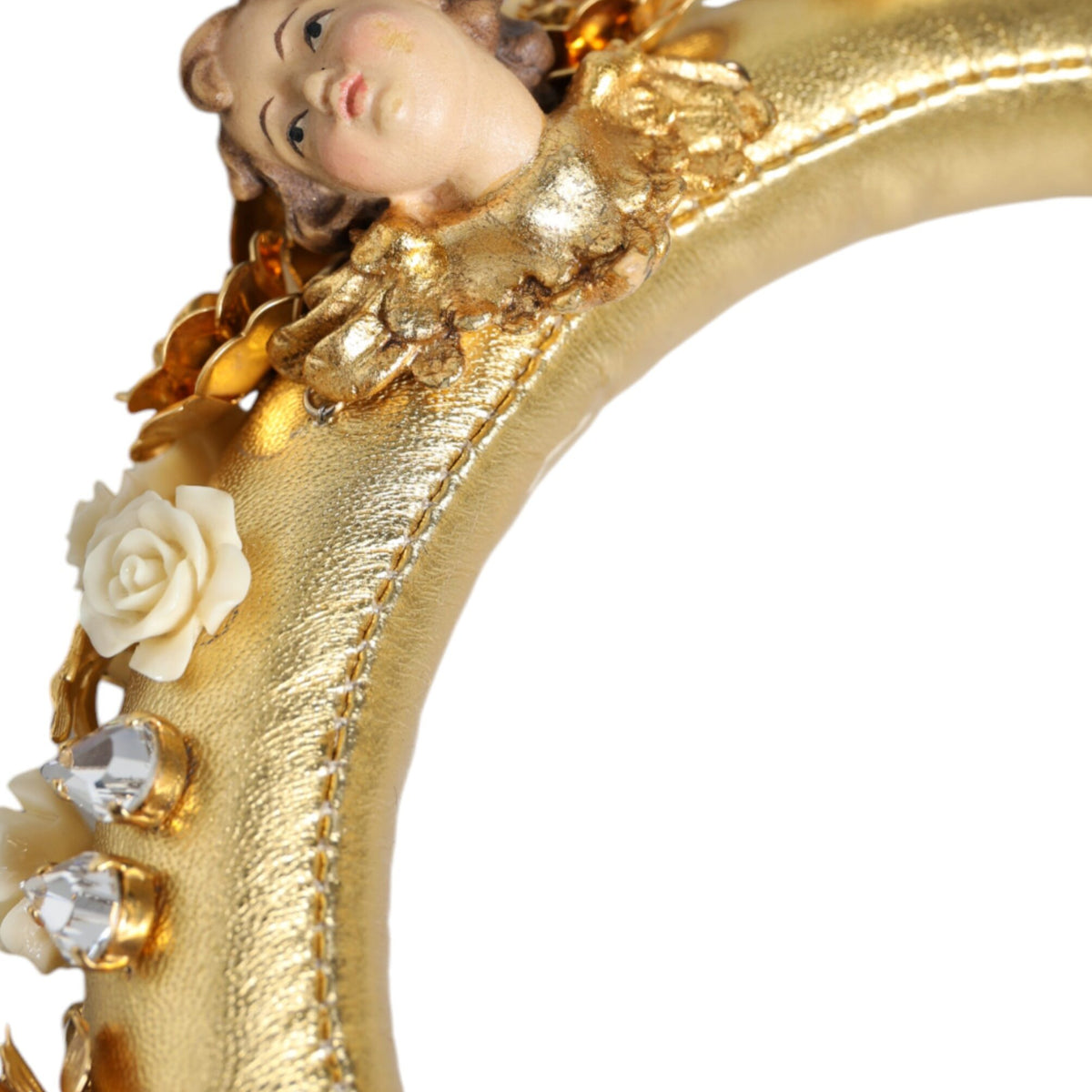 DOLCE &amp; GABBANA: Golden Floral Leather Helmet – Elegance &amp; Divine Sound