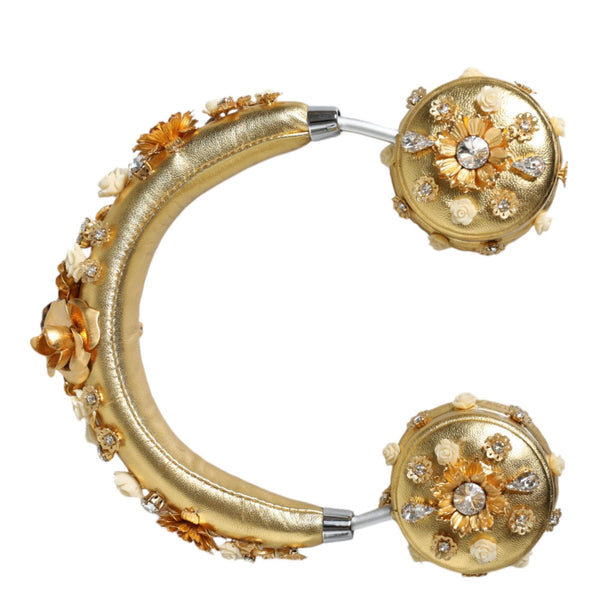 DOLCE &amp; GABBANA: Golden Floral Leather Helmet – Elegance &amp; Divine Sound