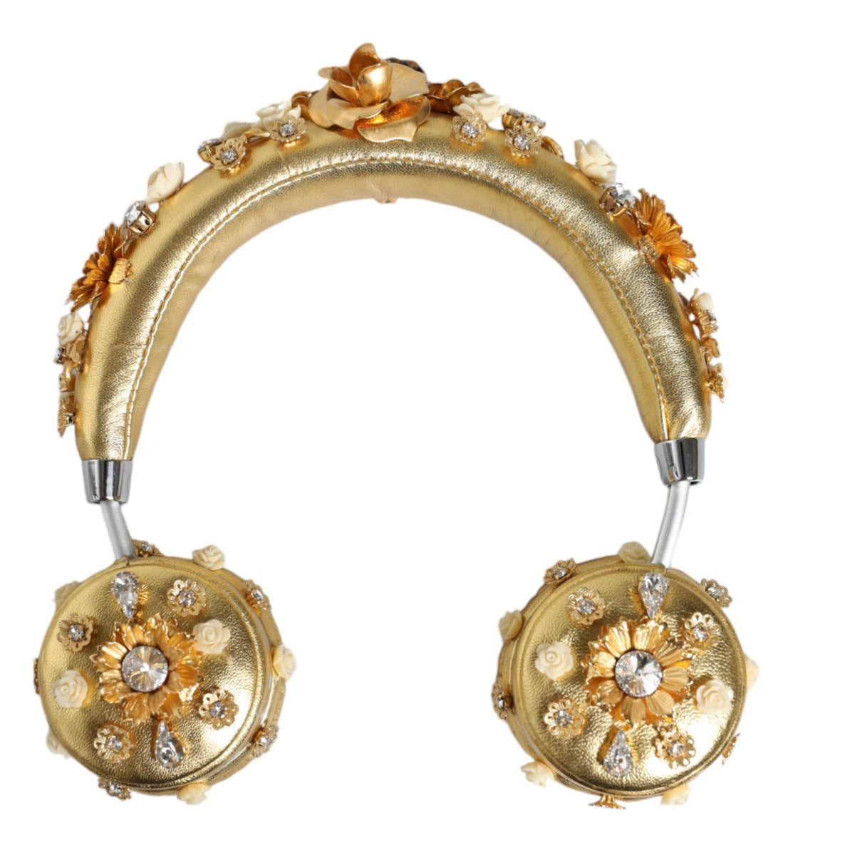DOLCE &amp; GABBANA: Golden Floral Leather Helmet – Elegance &amp; Divine Sound