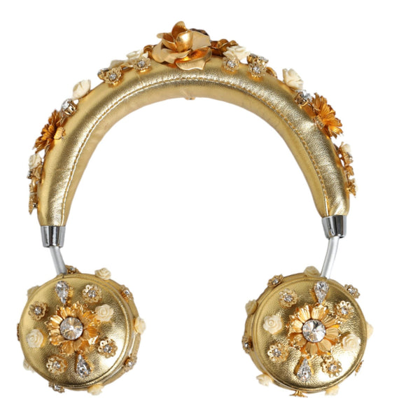 DOLCE &amp; GABBANA: Golden Floral Leather Helmet – Elegance &amp; Divine Sound