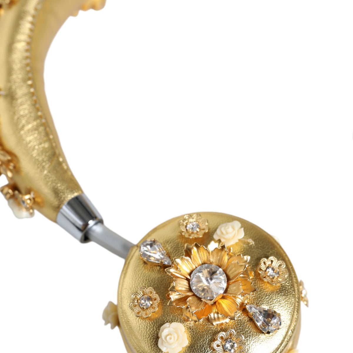 DOLCE &amp; GABBANA: Golden Floral Leather Helmet – Elegance &amp; Divine Sound