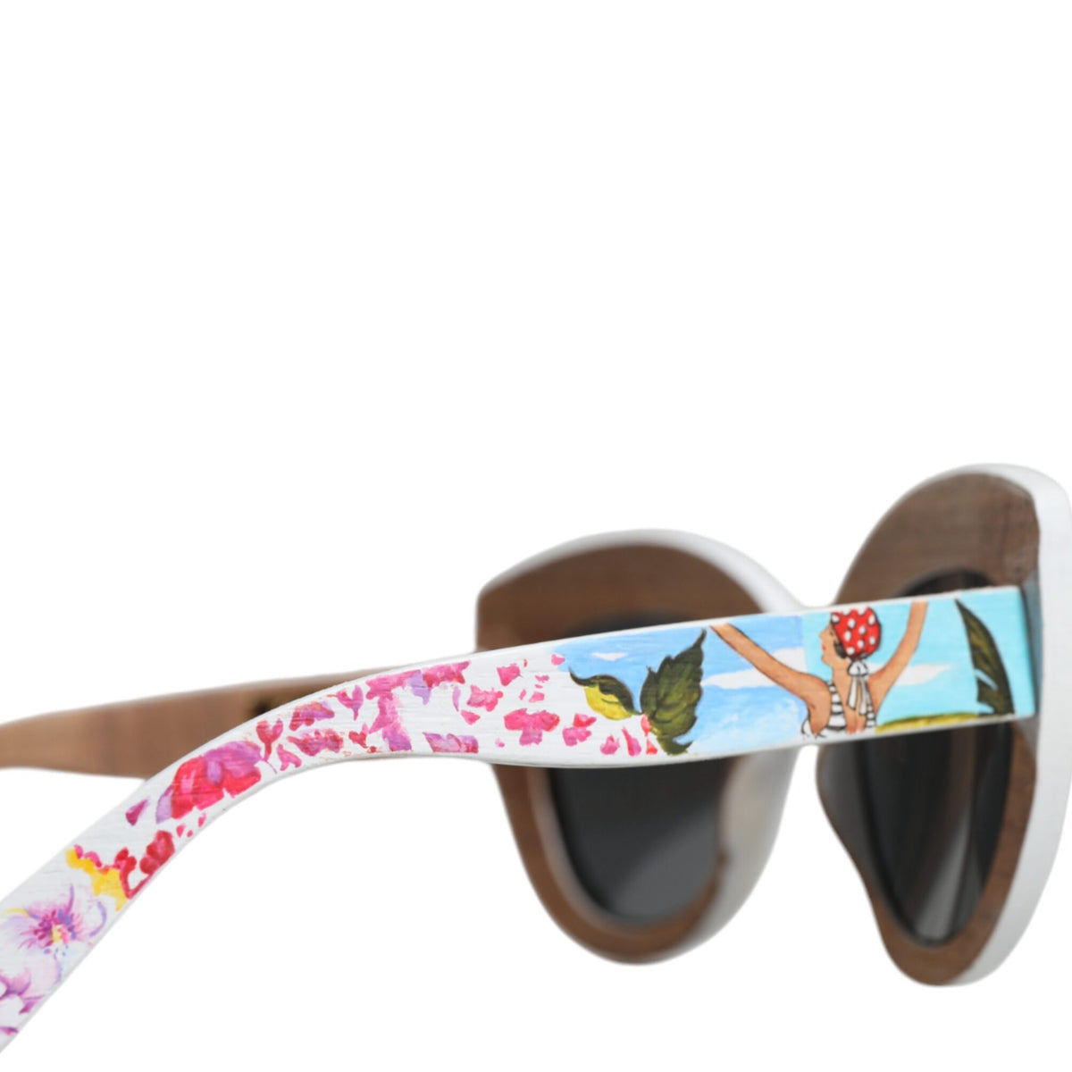 DOLCE & GABBANA : Lunettes de Soleil Femme Florales Peintes à la Main - Monture Bois, Cristal & Laiton - Protection UV Totale
