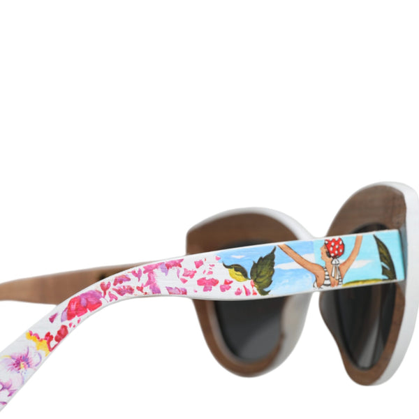 DOLCE & GABBANA : Lunettes de Soleil Femme Florales Peintes à la Main - Monture Bois, Cristal & Laiton - Protection UV Totale