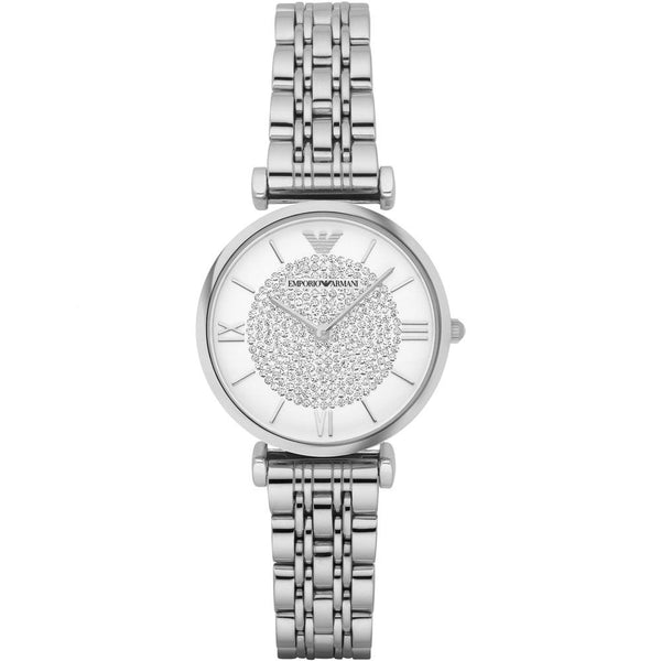 ARMANI "AR1925" Emporio Armani Women's Watch, Silver Steel &amp; Sparkling Dial - Feminine Elegance