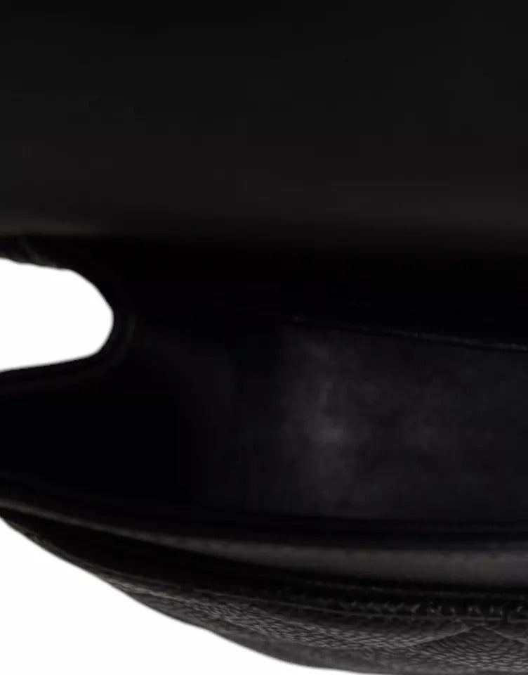 CHANEL - Sac à Main Vintage Cuir Matelassé Noir Argent - Pièce de Collection
