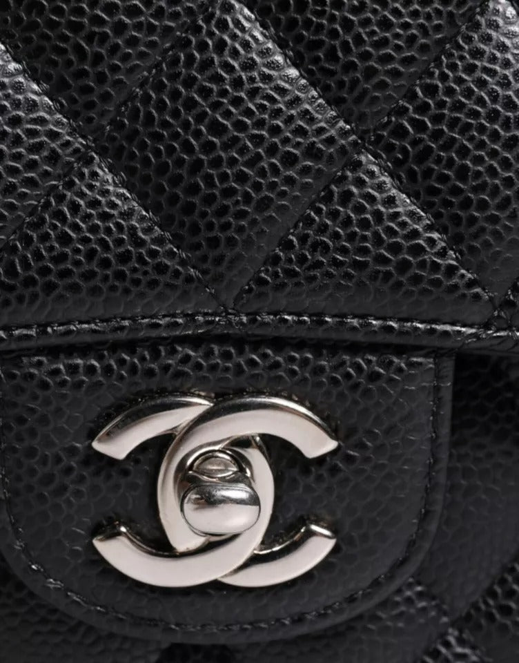 CHANEL - Sac à Main Vintage Cuir Matelassé Noir Argent - Pièce de Collection