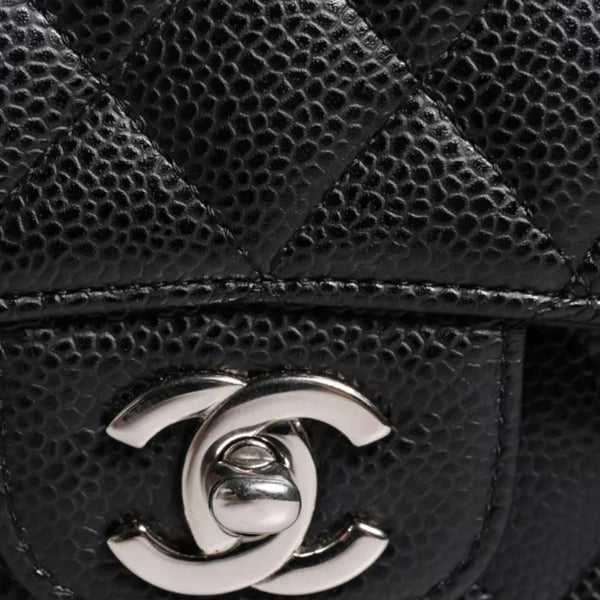 CHANEL - Vintage Black Silver Quilted Leather Handbag - Collector's Item