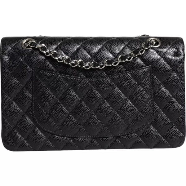 CHANEL - Vintage Black Silver Quilted Leather Handbag - Collector's Item
