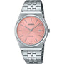 CASIO Unisex Silver Steel Watch with Pink Dial - Retro and Elegant Design