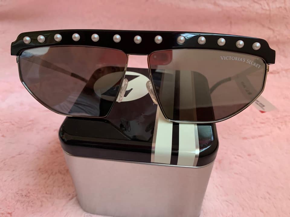 VICTORIA'S SECRET : Lunettes de Soleil Métal Noir Femme - Verres Miroir Gris - Protection UV 100%