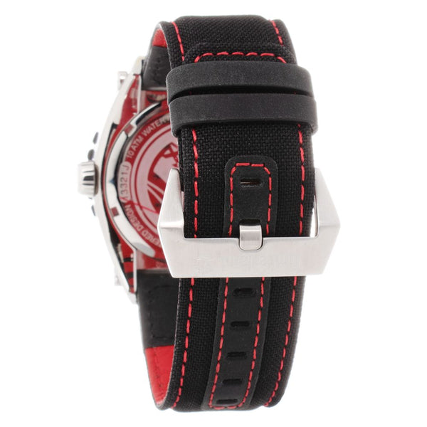 TIMBERLAND Black &amp; Red Leather Strap Watch
