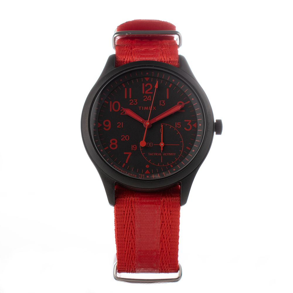 TIMEX Montre Nylon Rouge Cadran Tactique Noir
