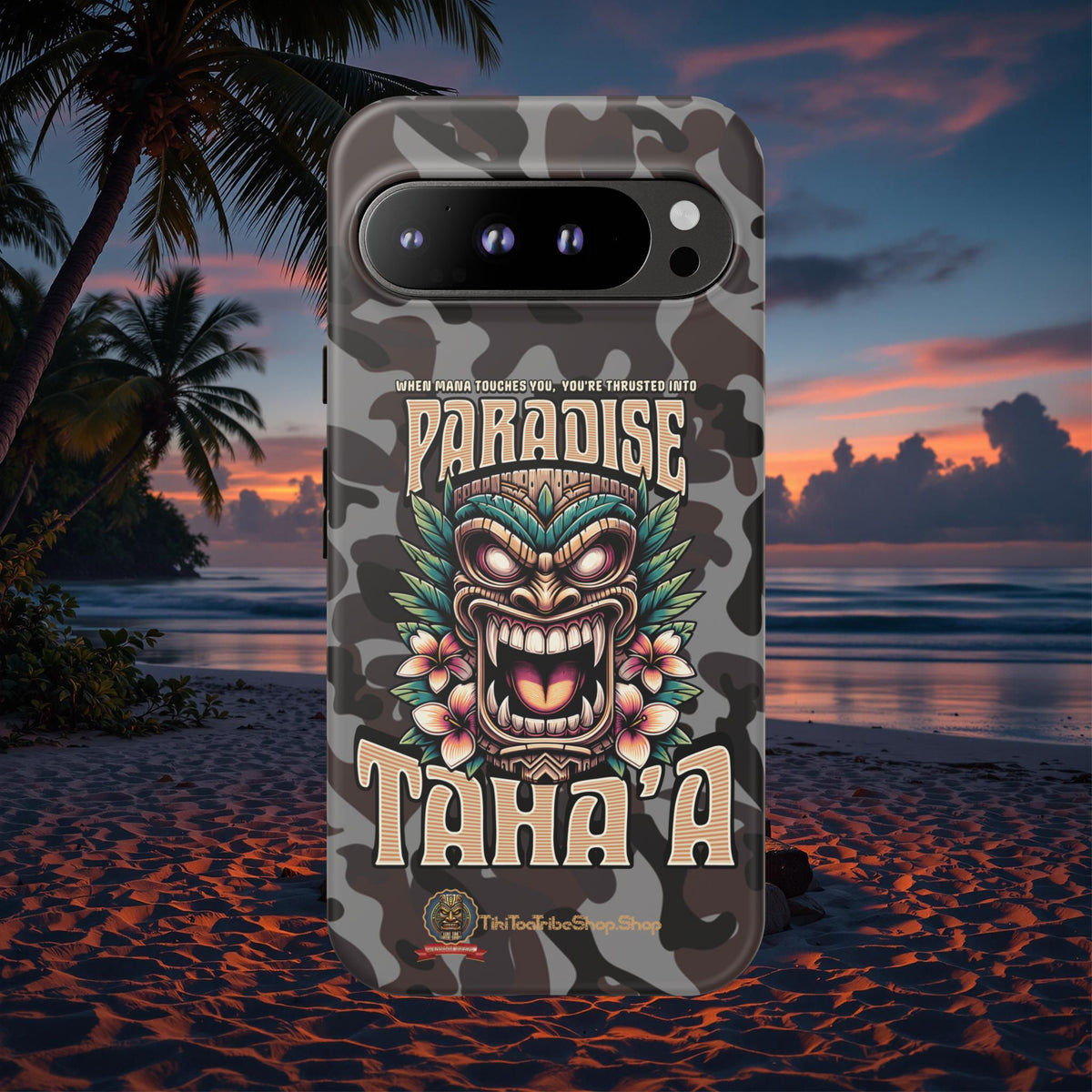Tahaa – Coque Antichoc Premium « Tiki Féroce » | Design Tribal & Protection Maximale