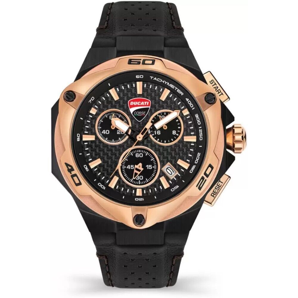 DUCATI CORSE Quartz Chronograph Watch Black Leather - Sporty Spirit