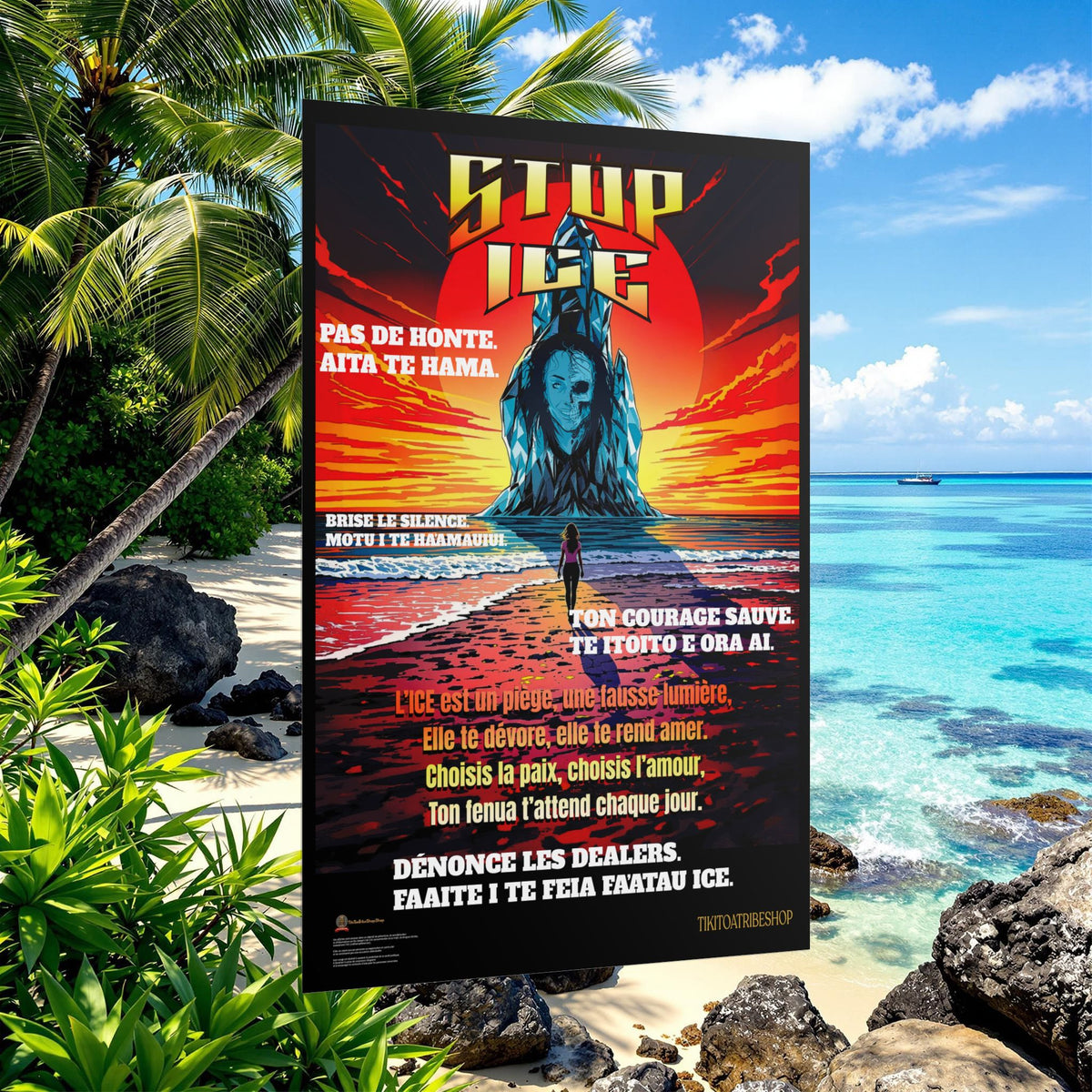 Posters Anti-ICE Polynésie – Affiches de Sensibilisation Contre la Drogue “Paruru i te ora – Brisons les chaînes de l’ICE”