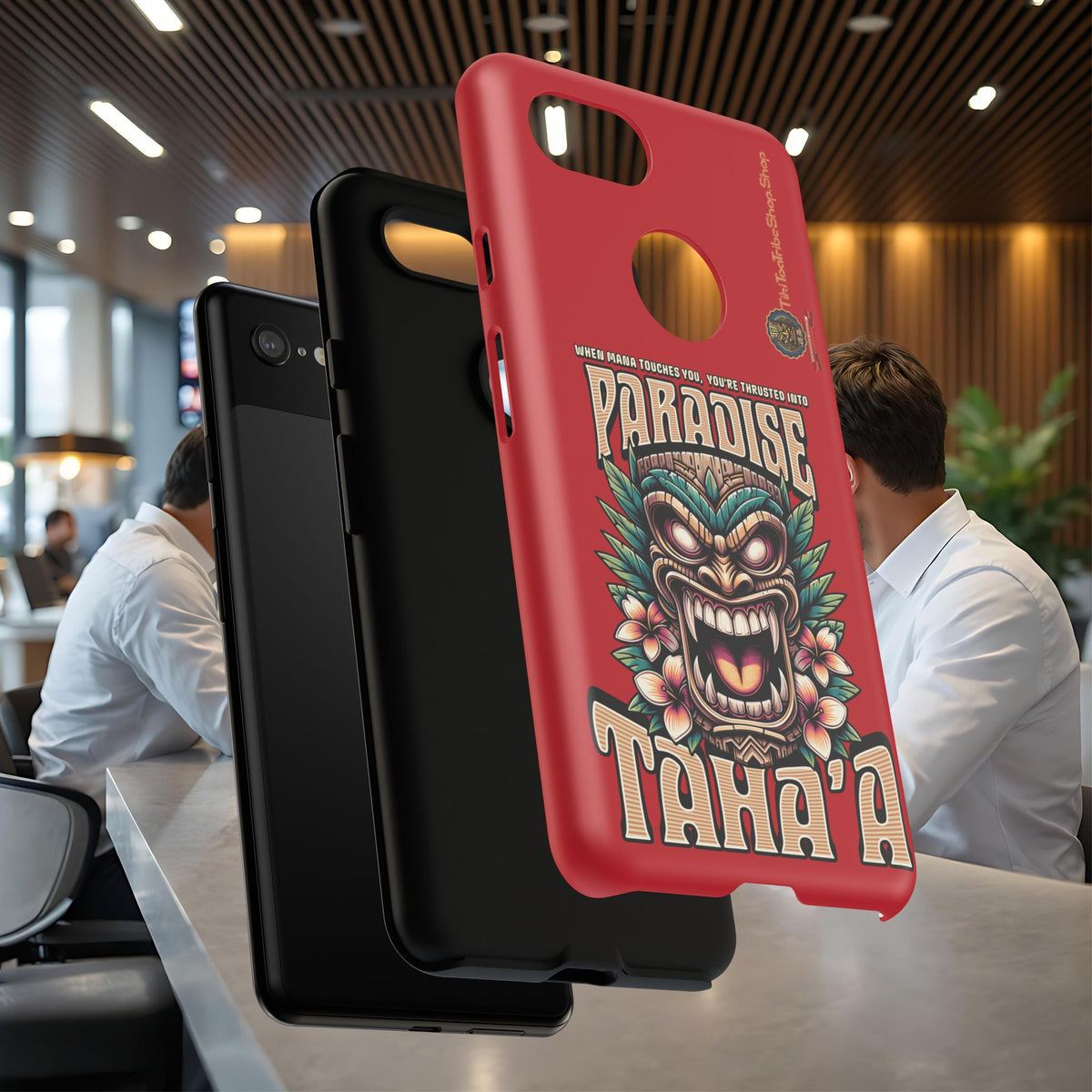 Tahaa – Coque Antichoc Premium « Tiki Féroce » | Design Tribal & Protection Maximale