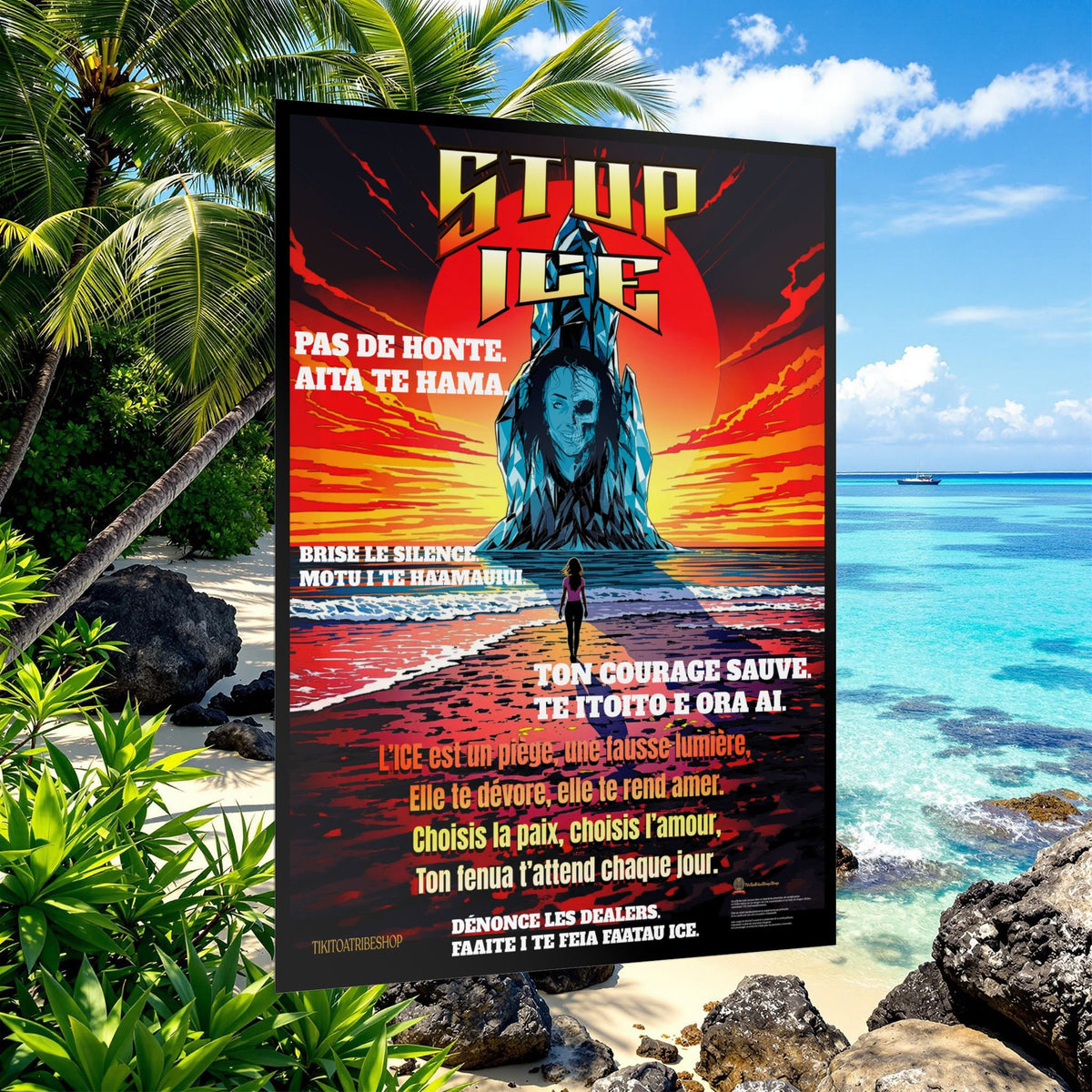 Posters Anti-ICE Polynésie – Affiches de Sensibilisation Contre la Drogue “Paruru i te ora – Brisons les chaînes de l’ICE”
