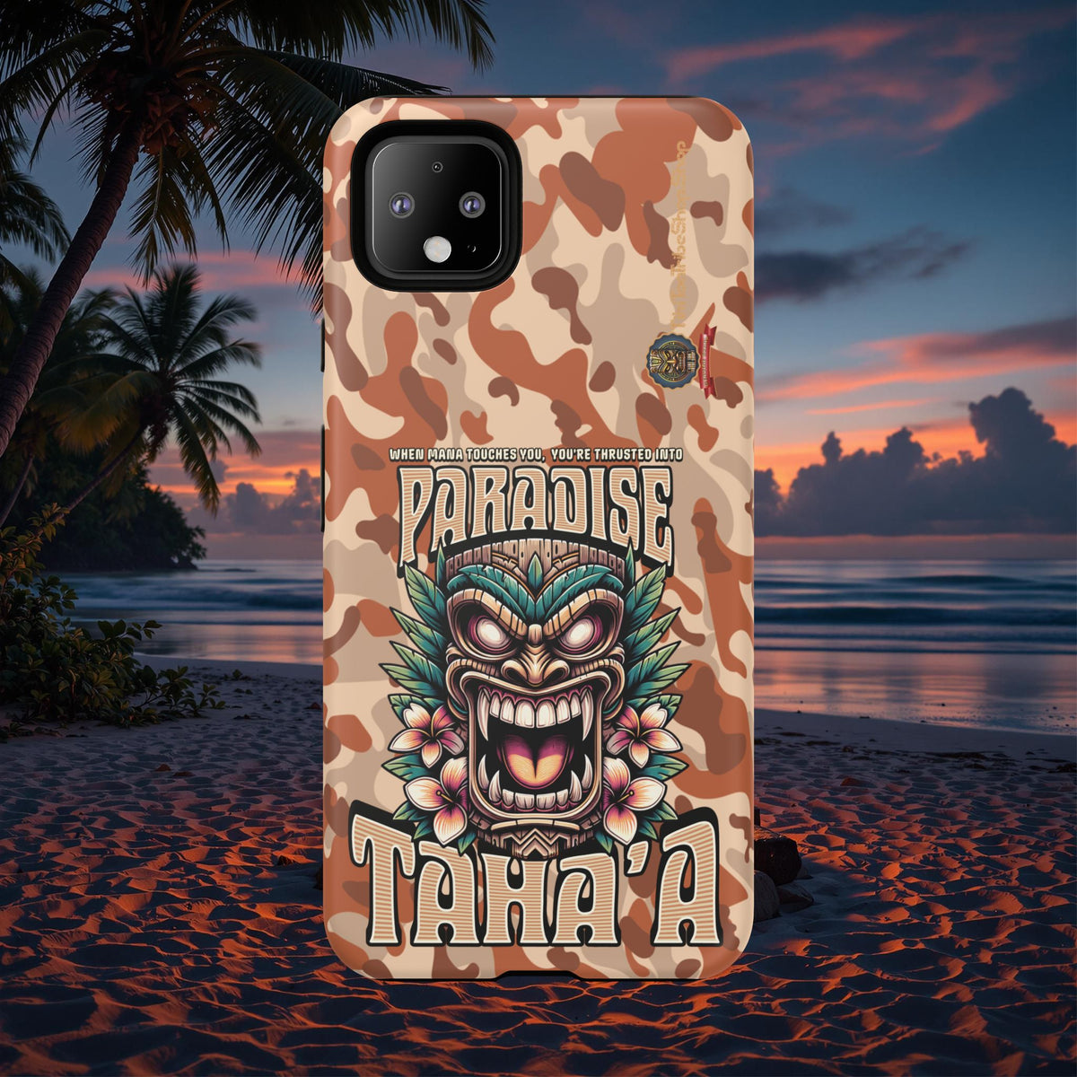 Tahaa – Coque Antichoc Premium « Tiki Féroce » | Design Tribal & Protection Maximale