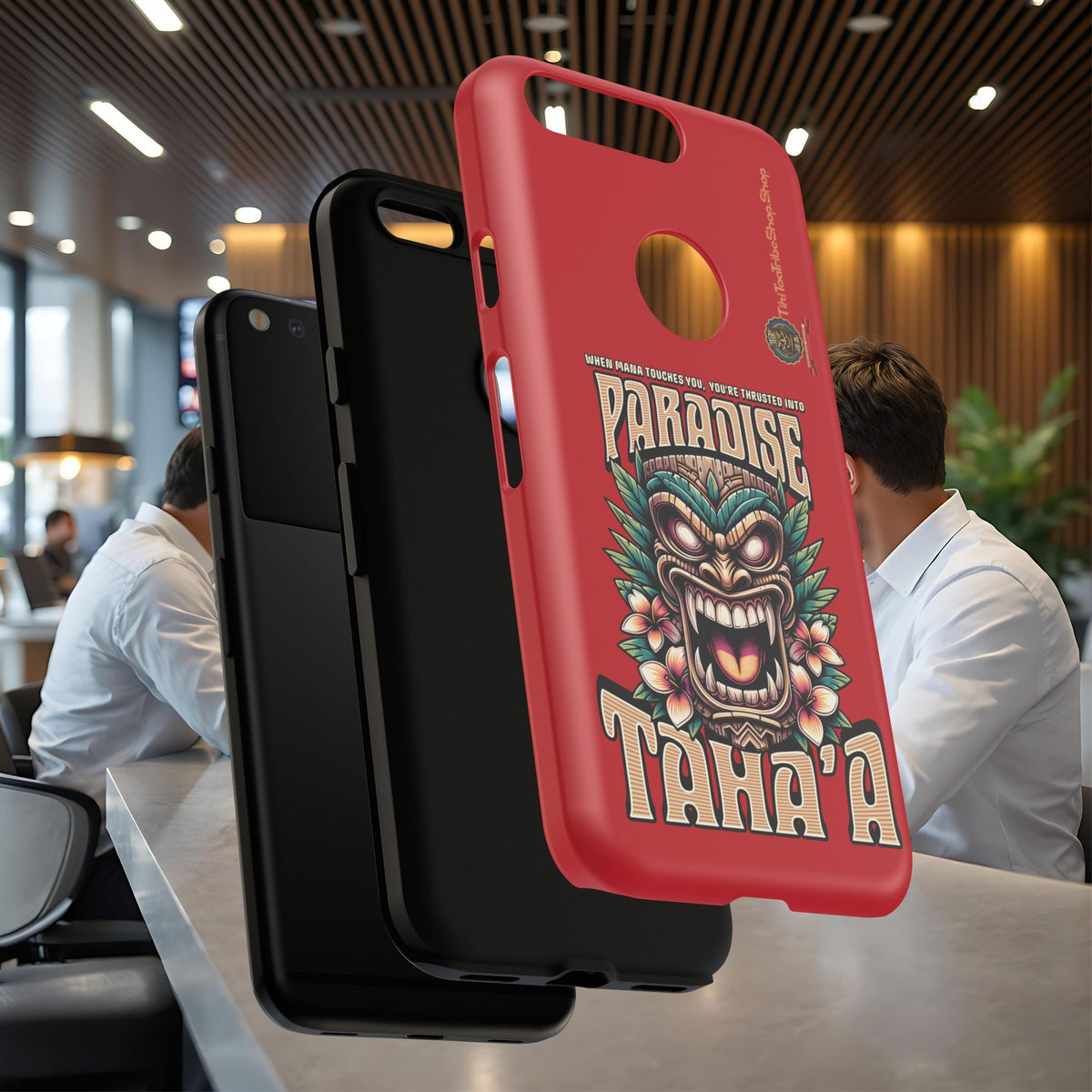 Tahaa – Coque Antichoc Premium « Tiki Féroce » | Design Tribal & Protection Maximale