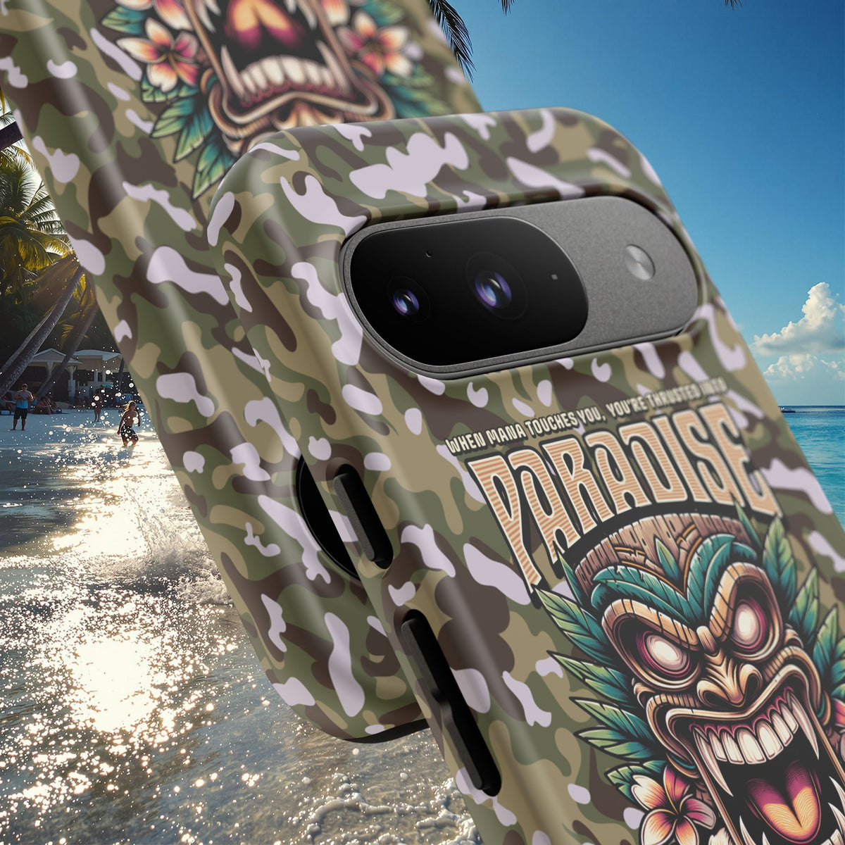 Tahaa – Coque Antichoc Premium « Tiki Féroce » | Design Tribal & Protection Maximale