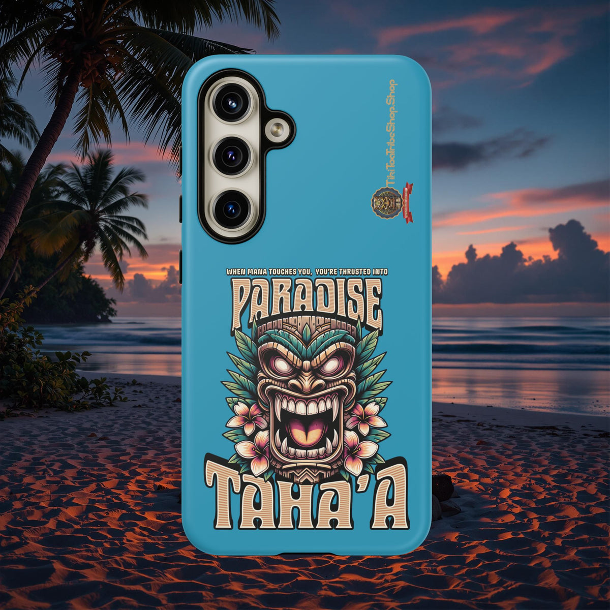 Tahaa – Coque Antichoc Premium « Tiki Féroce » | Design Tribal & Protection Maximale