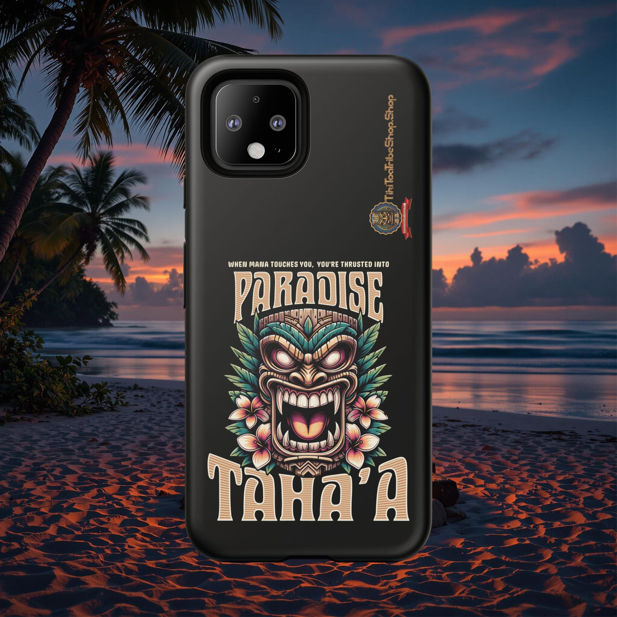 Tahaa – Coque Antichoc Premium « Tiki Féroce » | Design Tribal & Protection Maximale