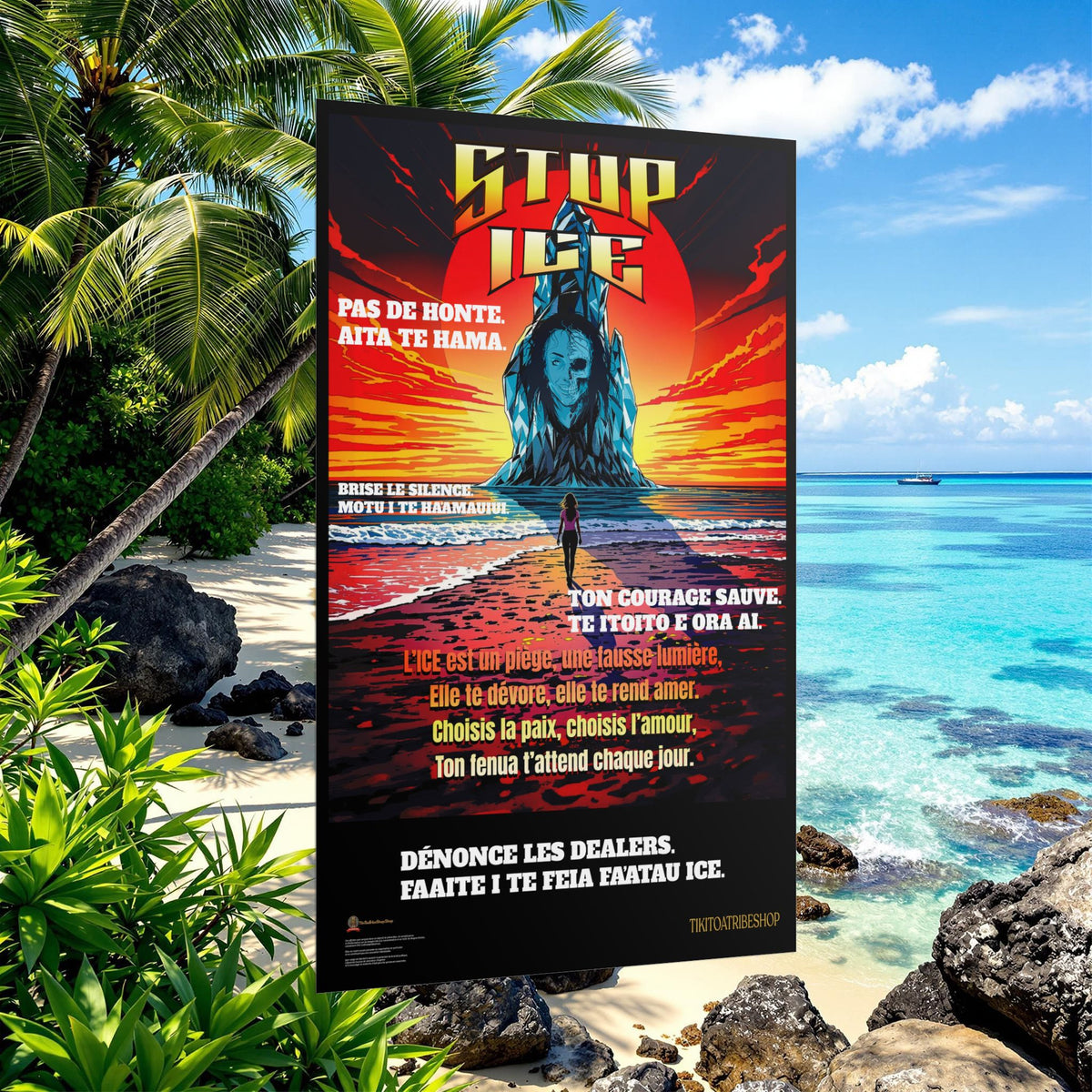 Posters Anti-ICE Polynésie – Affiches de Sensibilisation Contre la Drogue “Paruru i te ora – Brisons les chaînes de l’ICE”