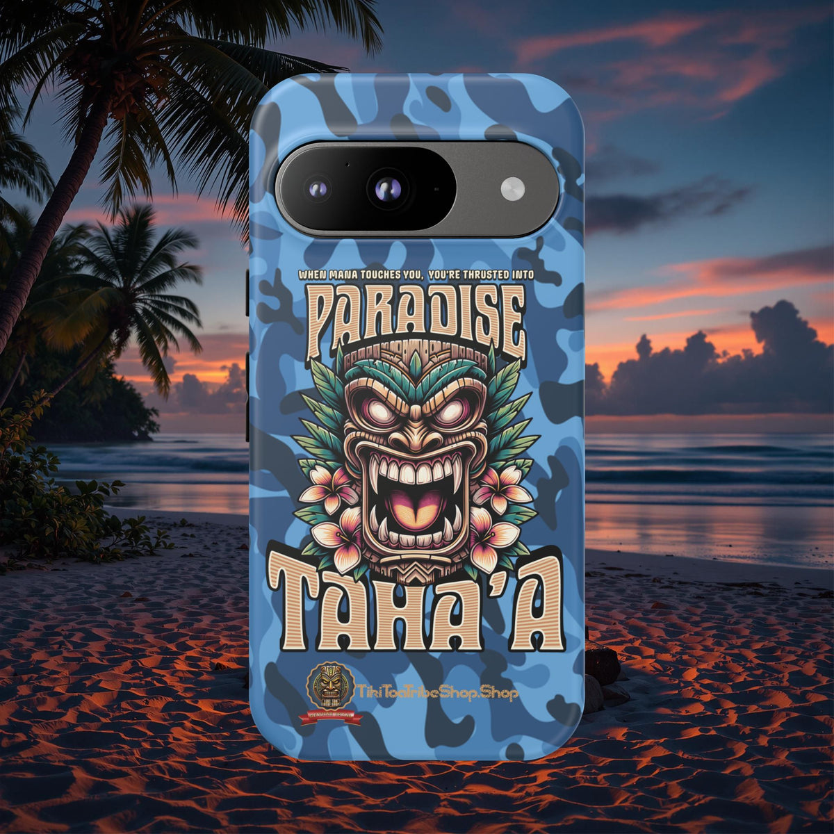 Tahaa – Coque Antichoc Premium « Tiki Féroce » | Design Tribal & Protection Maximale
