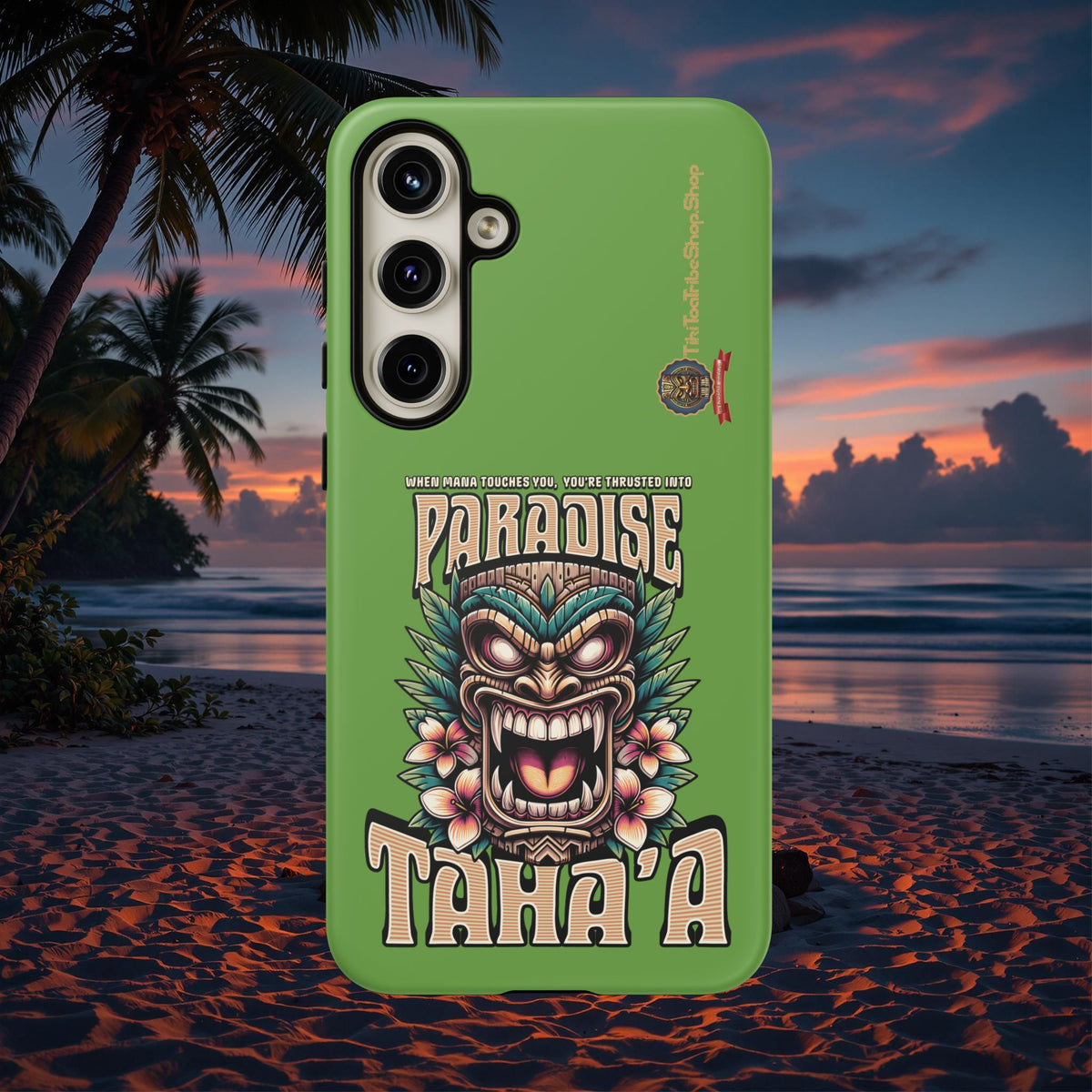 Tahaa – Coque Antichoc Premium « Tiki Féroce » | Design Tribal & Protection Maximale