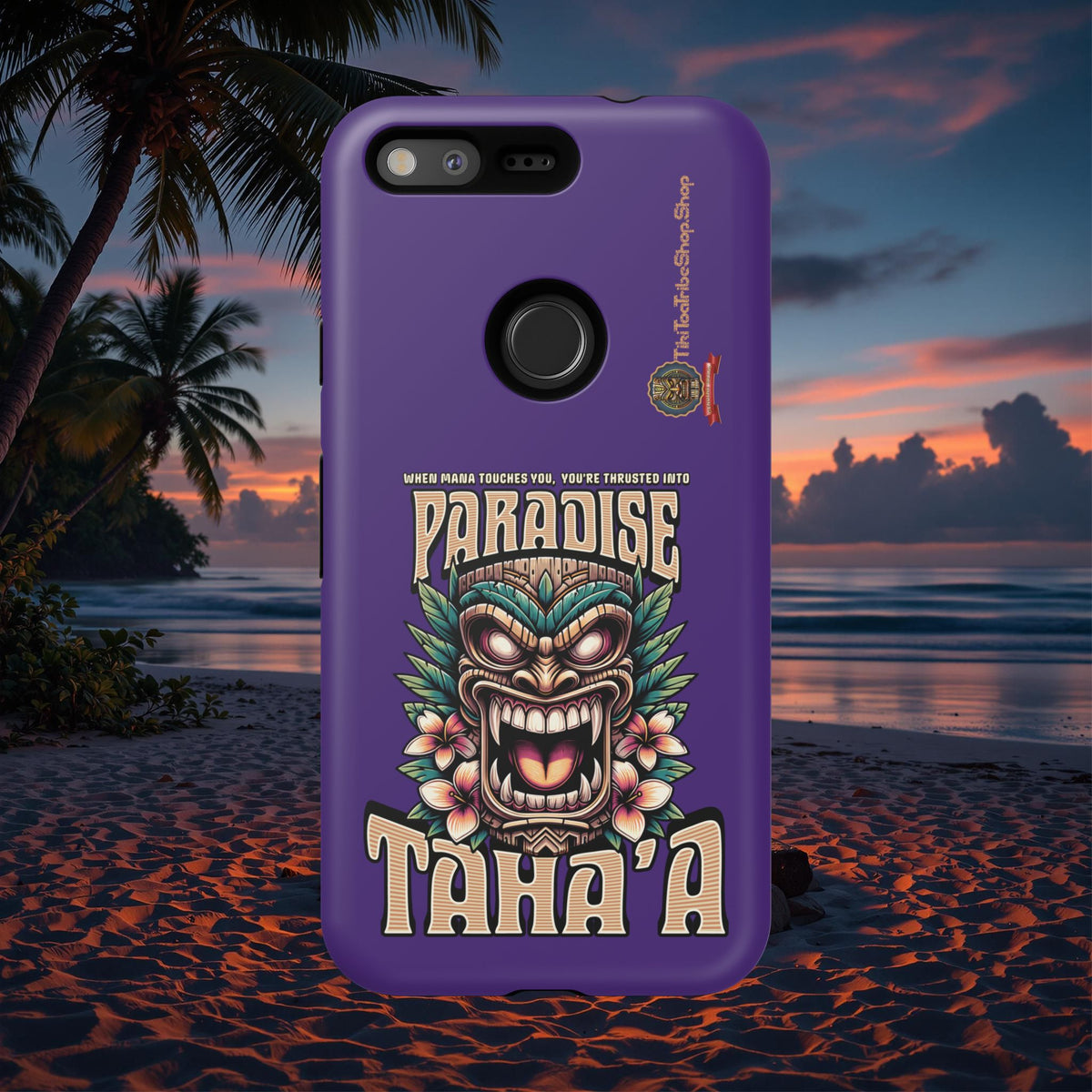 Tahaa – Coque Antichoc Premium « Tiki Féroce » | Design Tribal & Protection Maximale