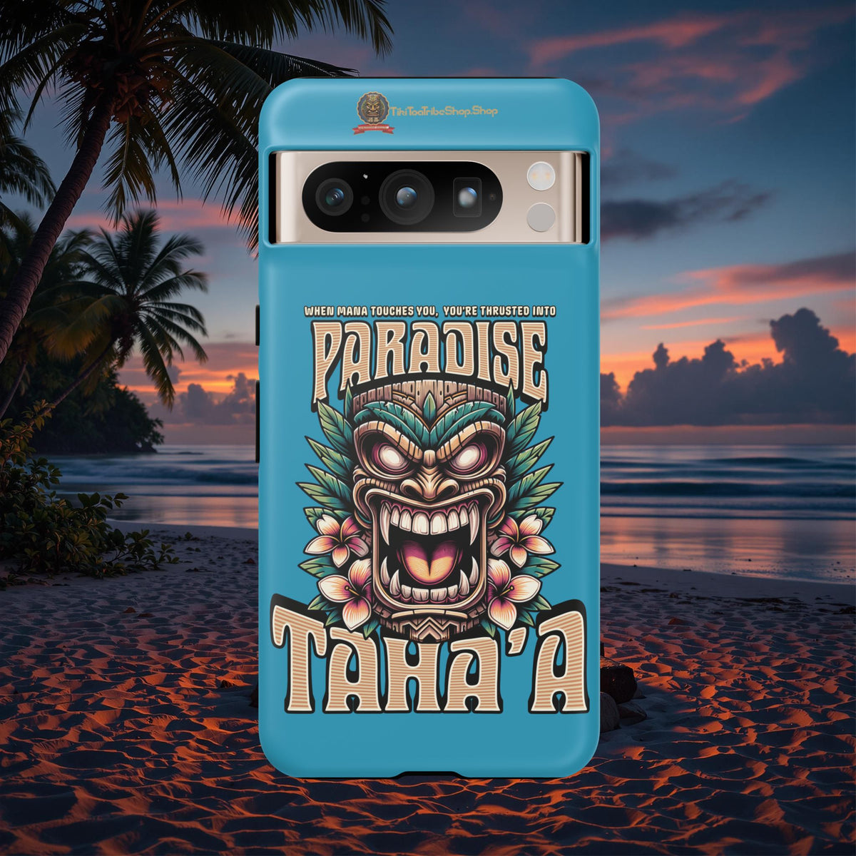 Tahaa – Coque Antichoc Premium « Tiki Féroce » | Design Tribal & Protection Maximale