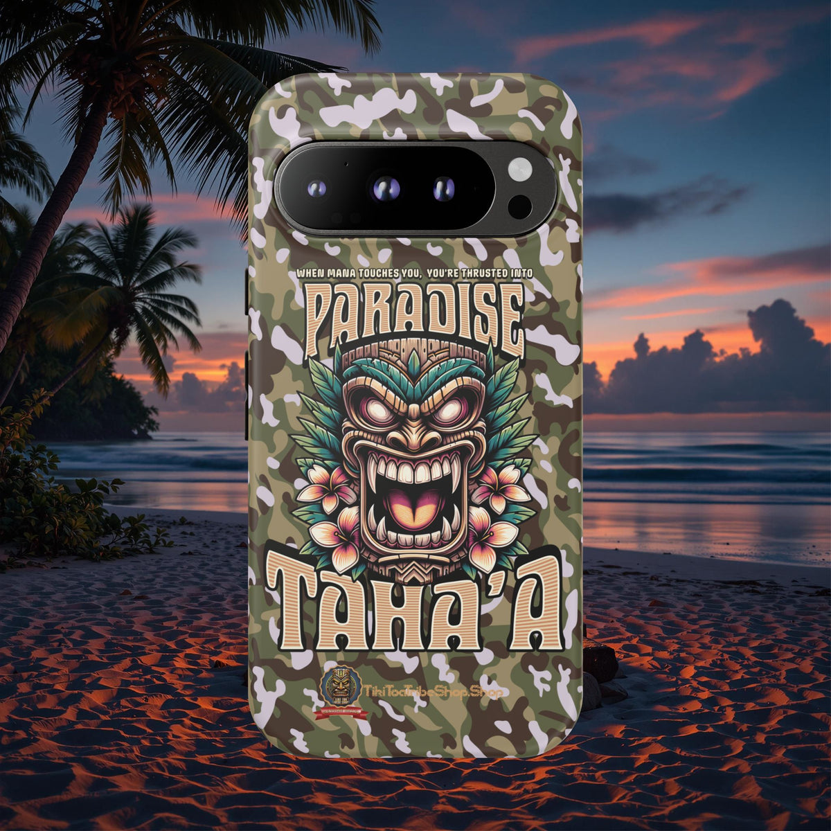 Tahaa – Coque Antichoc Premium « Tiki Féroce » | Design Tribal & Protection Maximale