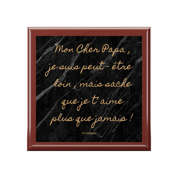 Coffret à Bijoux en bois noble avec carreaux céramique  