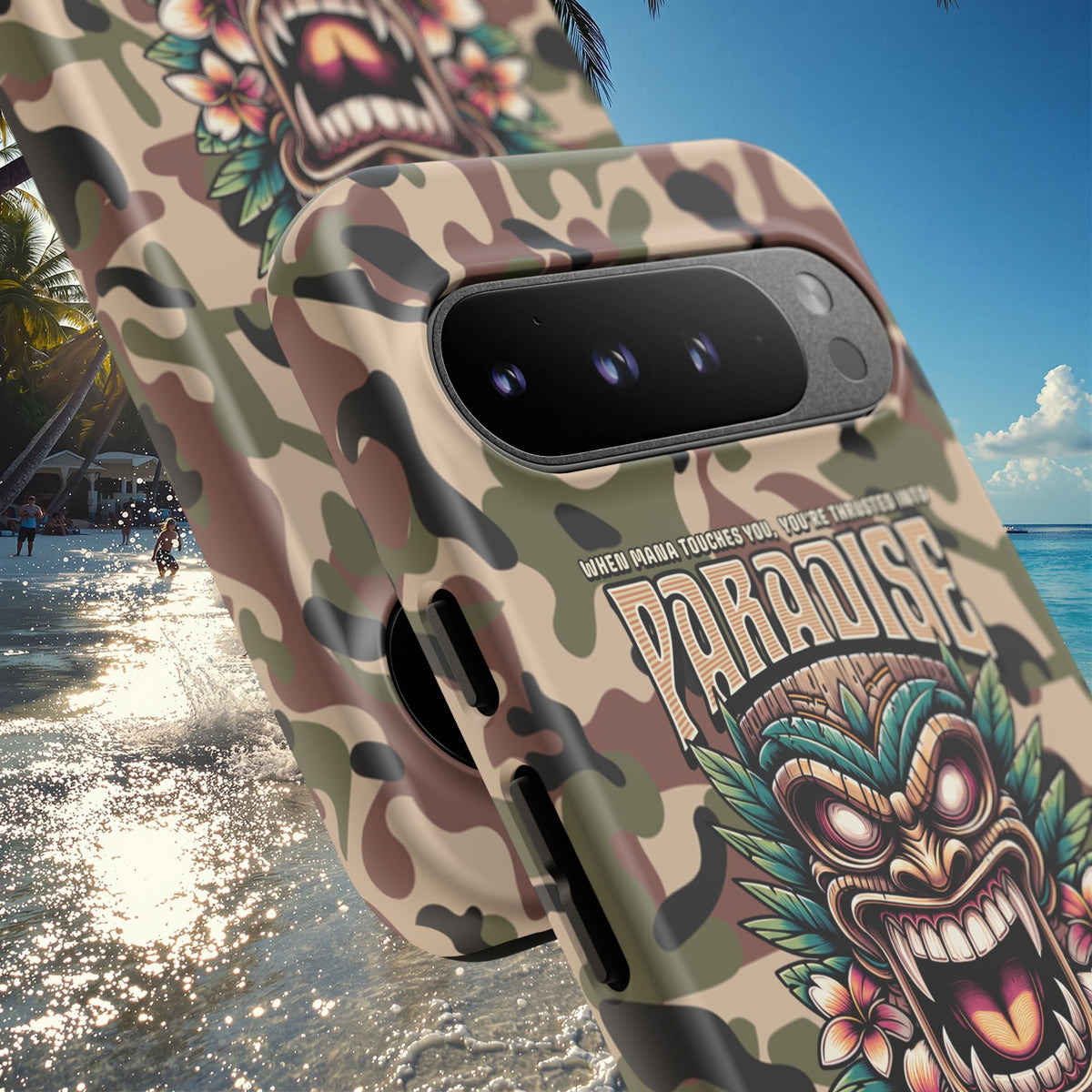 Tahaa – Coque Antichoc Premium « Tiki Féroce » | Design Tribal & Protection Maximale