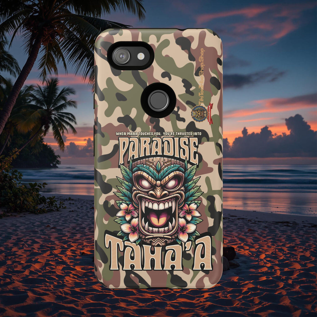 Tahaa – Coque Antichoc Premium « Tiki Féroce » | Design Tribal & Protection Maximale